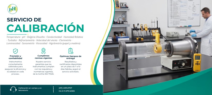 Servicio de Calibración - Temperatura, pH, Oxígeno Disuelto, Conductividad, Humedad Relativa, Turbidez y más - Calibración en campo y en laboratorio bajo norma ISO 17025 - pH Electrónica SACIFIYA